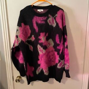 Entro Black and Pink Floral Sweater